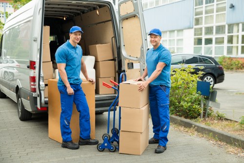 Furniture being moved from a central London apartment with narrow access